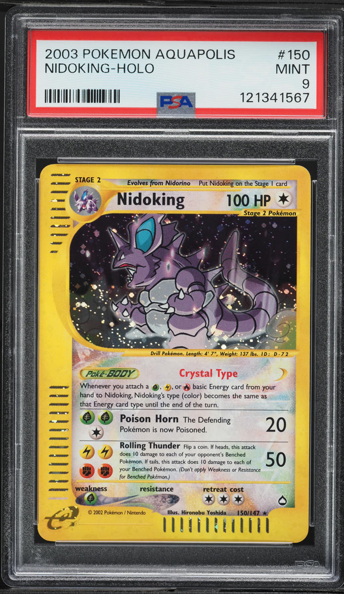 2003 Pokemon Aquapolis Holo Crystal Nidoking #150 PSA 9 MINT