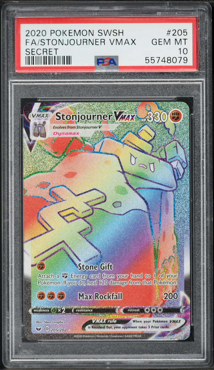 2020 Pokemon Sword & Shield Rainbow Rare Stonjourner VMAX #205 PSA 10 GEM MINT