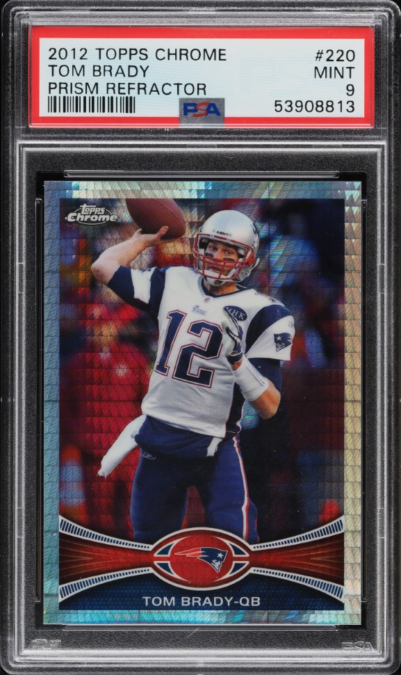 2012 Topps Chrome Prism Refractor Tom Brady /216 #220 PSA 9 MINT