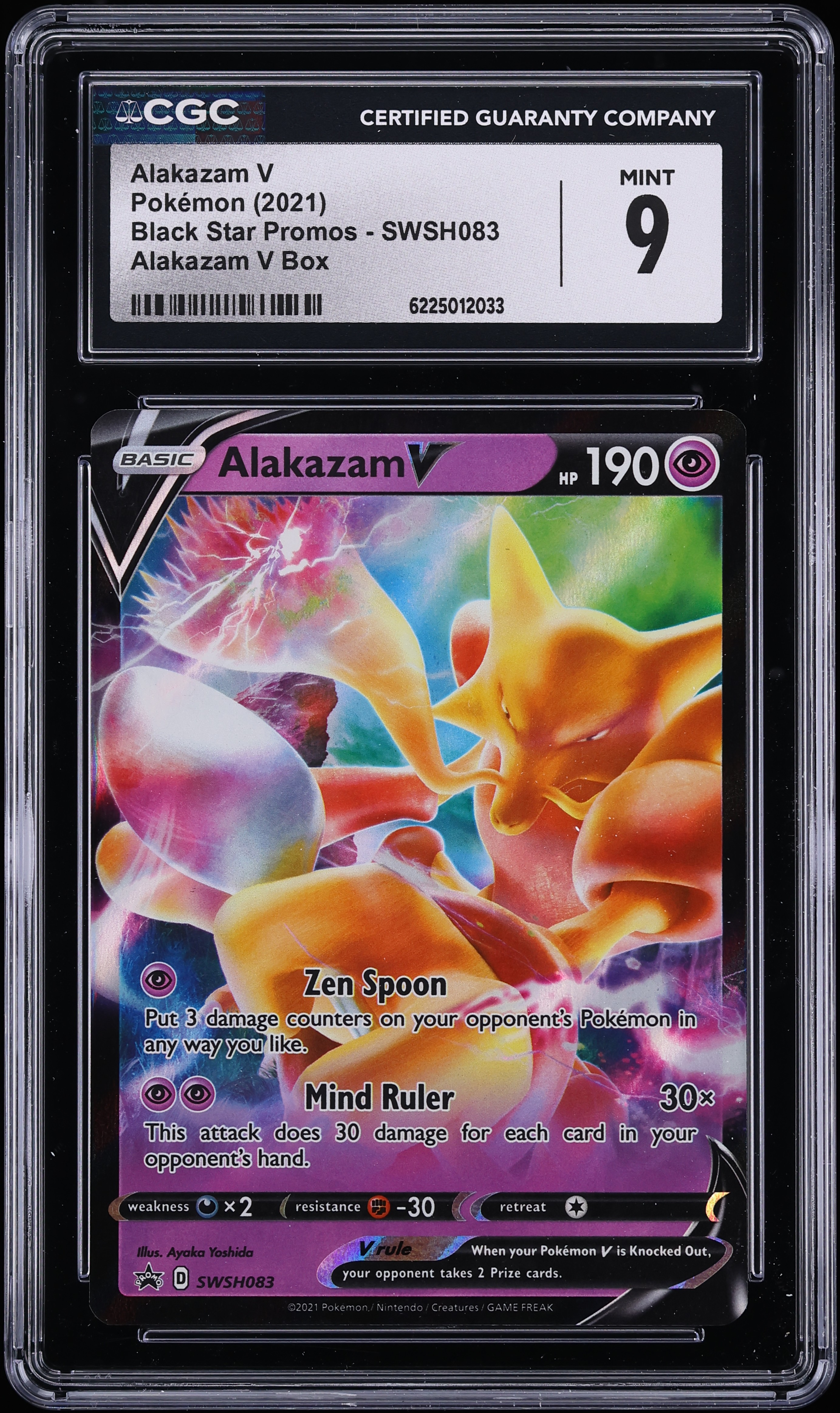2021 Pokemon Sword & Shield Promo Box Holo Alakazam V #SWSH083 CGC 9 MINT