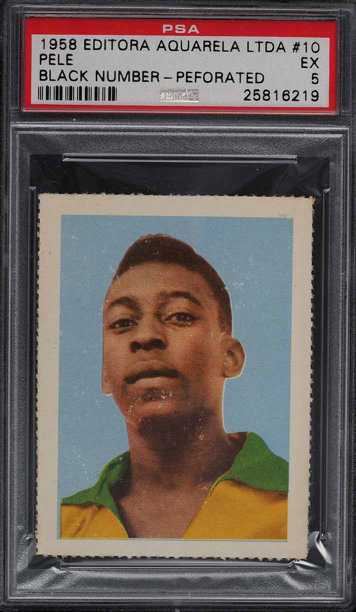 1958 Editora Aquarela Soccer Pele ROOKIE, BLACK NUMBER #10 PSA 5 EX