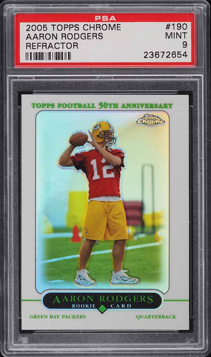 2005 Topps Chrome Refractor Aaron Rodgers ROOKIE RC #190 PSA 9 MINT