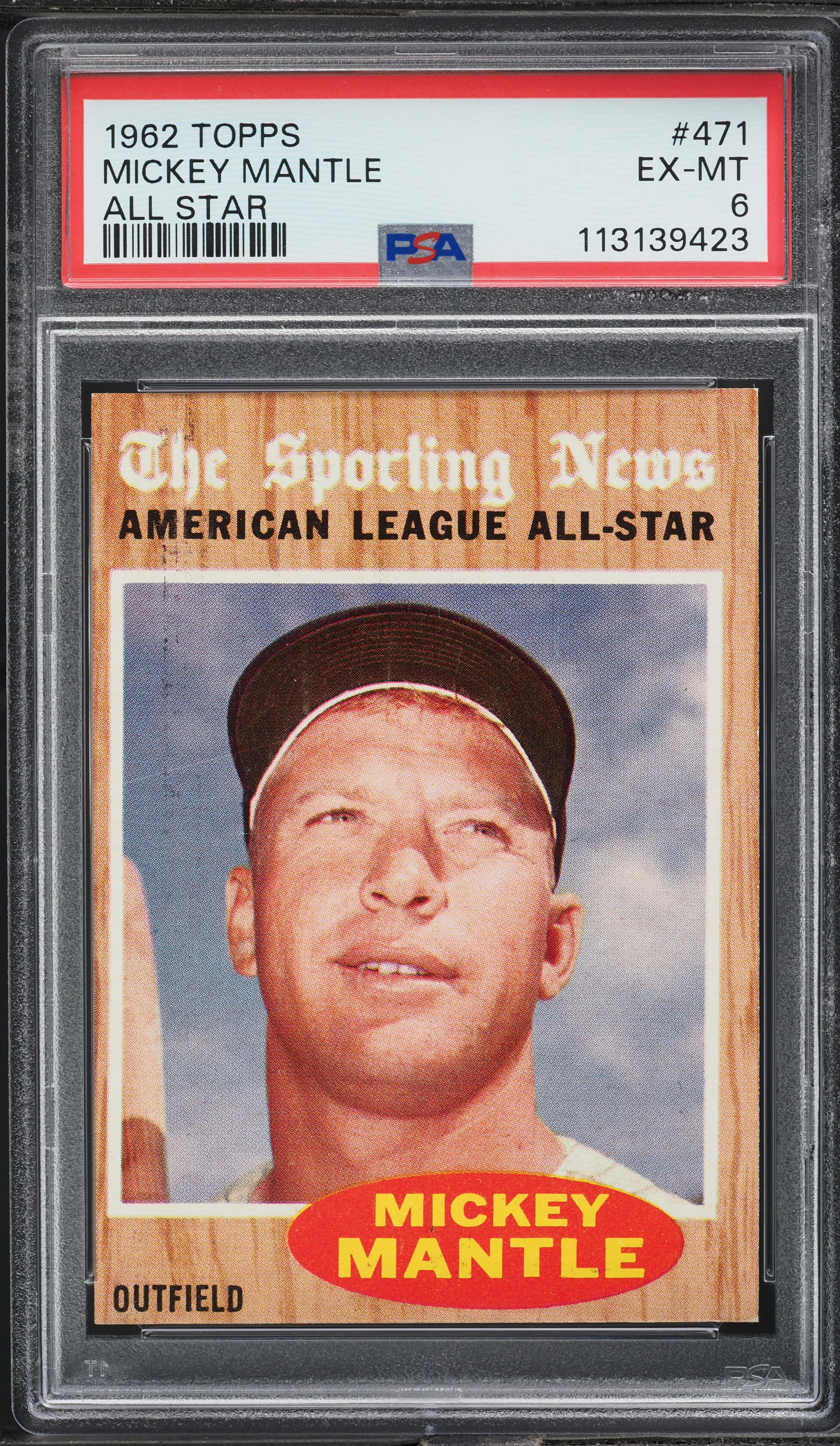 1962 Topps Mickey Mantle ALL-STAR #471 PSA 6 EXMT