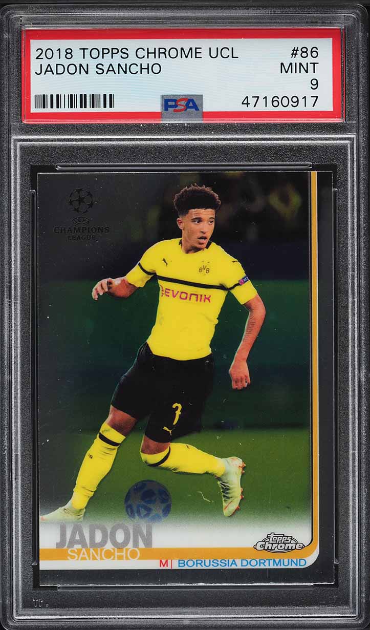2018 Topps Chrome UEFA Champions League Jadon Sancho ROOKIE #86 PSA 9 MINT