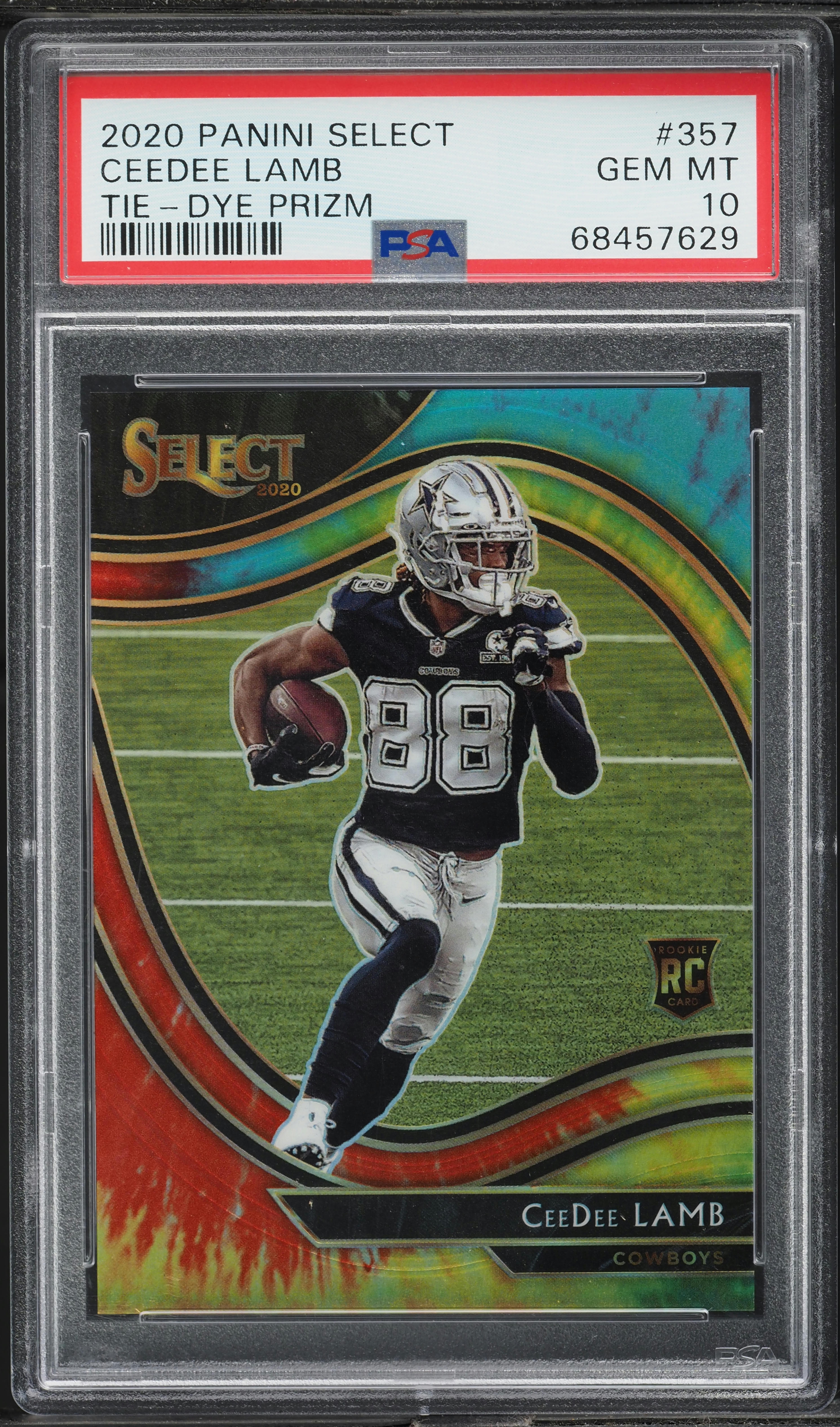 2020 Select Field Level Tie-Dye Prizm Ceedee Lamb ROOKIE /25 #357 PSA 10 GEM