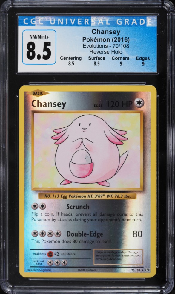 2016 Pokemon XY Evolutions Reverse Holo Chansey #70 CGC 8.5 NM-MT+