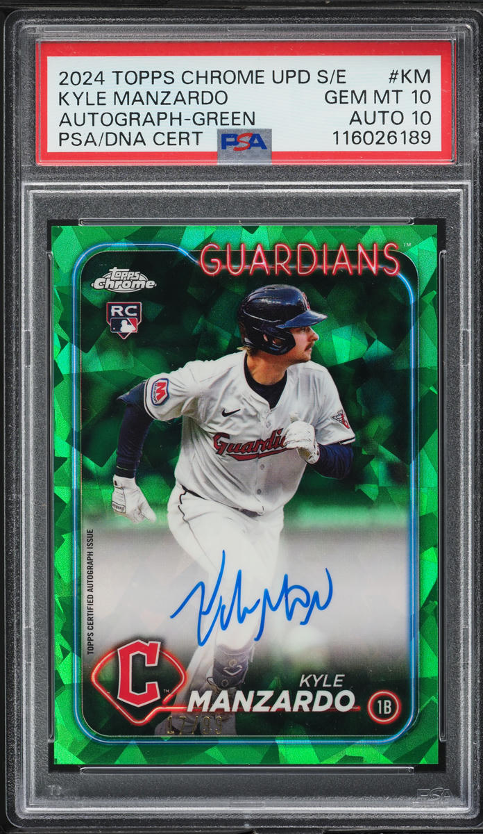 2024 Topps Chrome Sapphire Update Green Kyle Manzardo RC AUTO DNA 10 /99 PSA 10