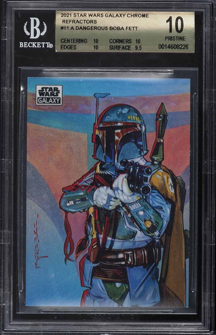 2021 Topps Star Wars Galaxy Chrome Refractor A Dangerous Boba Fett #11 BGS 10