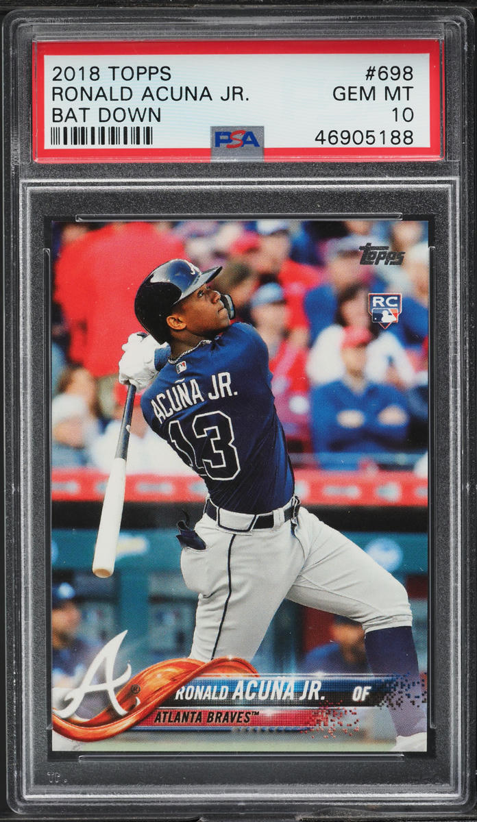 2018 Topps Bat Down Ronald Acuna Jr. ROOKIE #698 PSA 10 GEM MINT