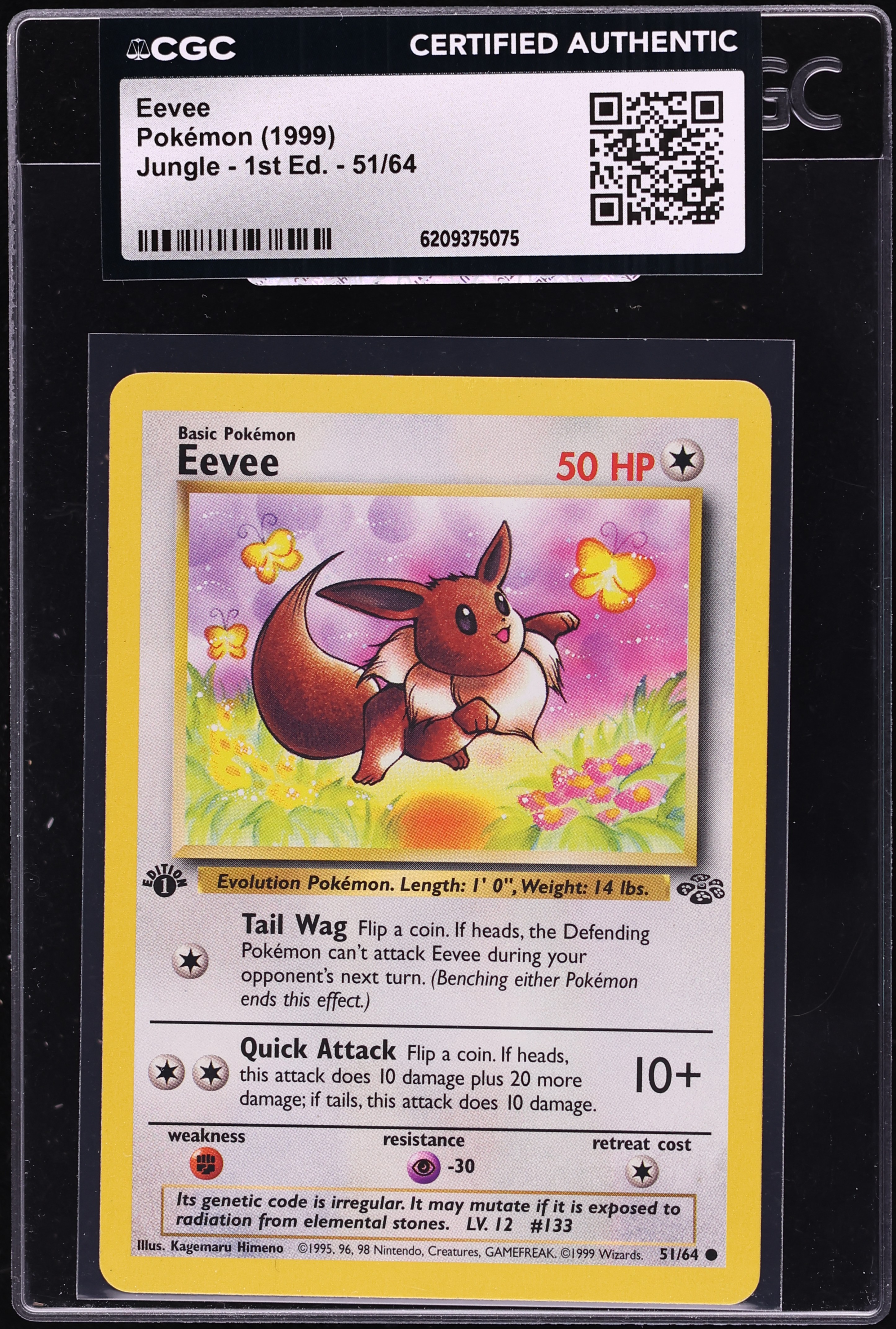 1999 Pokemon Jungle 1st Edition Eevee #51 CGC AUTH