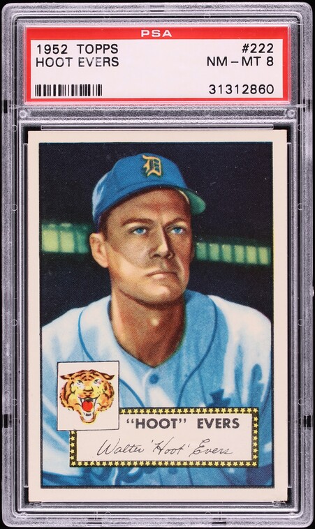 1952 Topps Hoot Evers #222 PSA 8 NM-MT