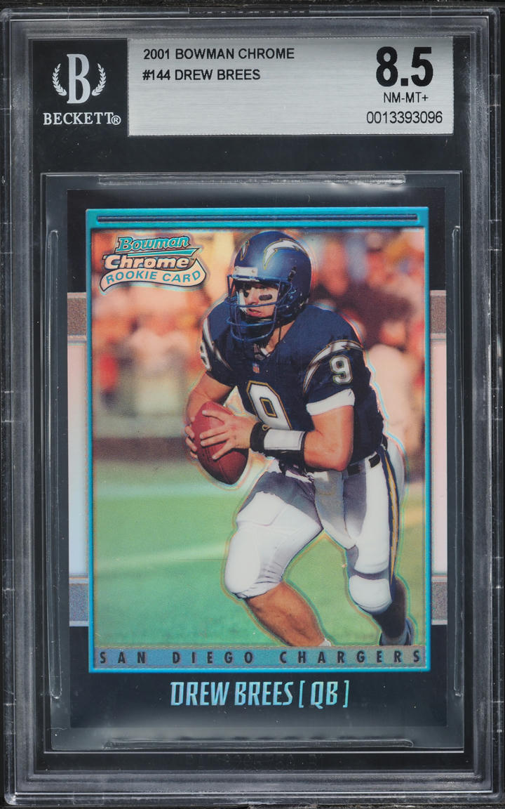 2001 Bowman Chrome Refractor Drew Brees ROOKIE /1999 #144 BGS 8.5