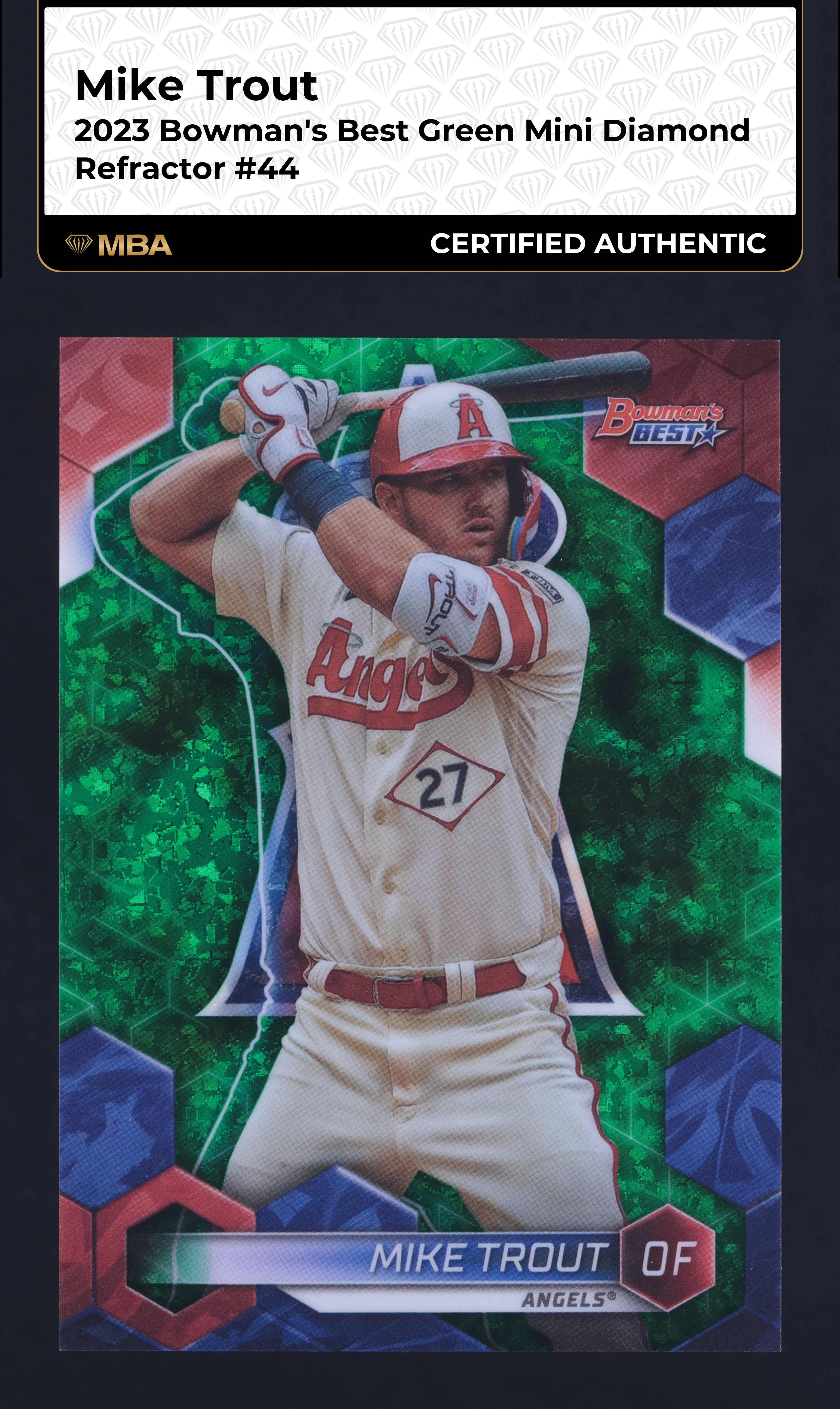 2023 Bowman's Best Green Mini Diamond Refractor Mike Trout /99 #44 MBA AUTH