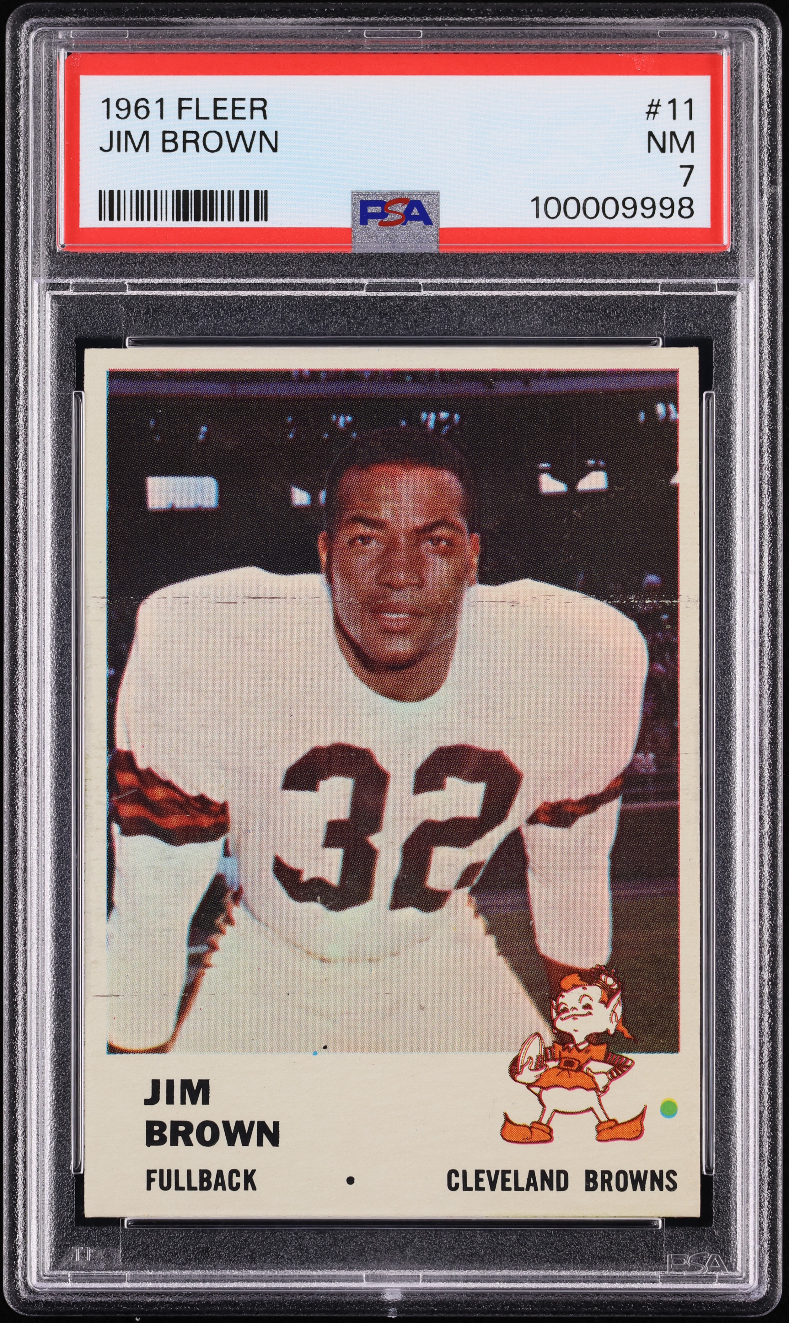 1961 Fleer Football Jim Brown #11 PSA 7 NRMT