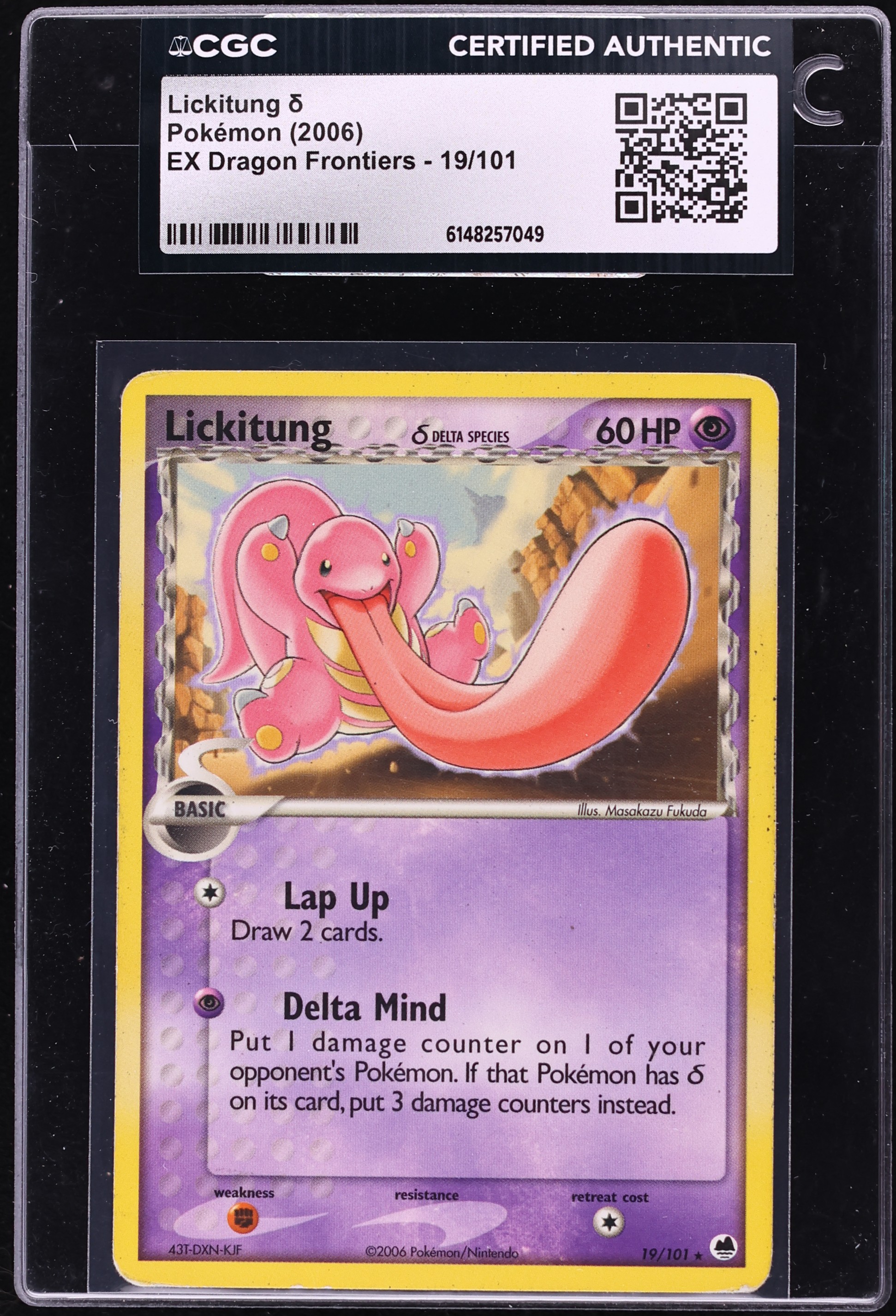 2006 Pokemon EX Dragon Frontiers Lickitung #19 CGC AUTH