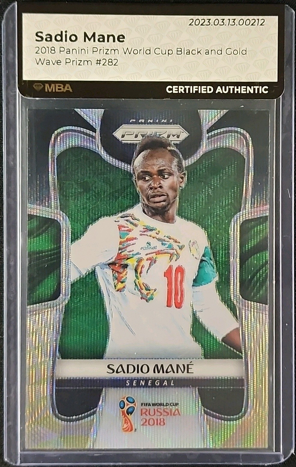 2018 Panini Prizm World Cup Black & Gold Wave Sadio Mane #282 MBA AUTH