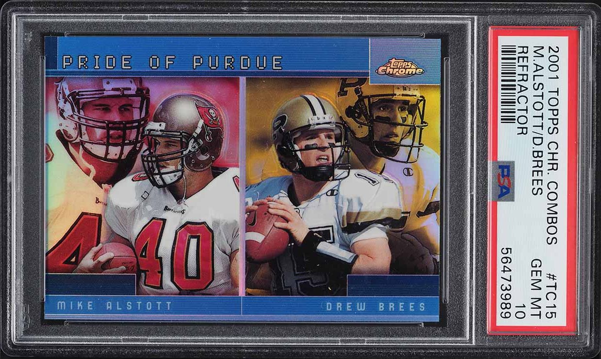 2001 Topps Chrome Combos Refractor Mike Alstott Drew Brees ROOKIE #TC15 PSA 10