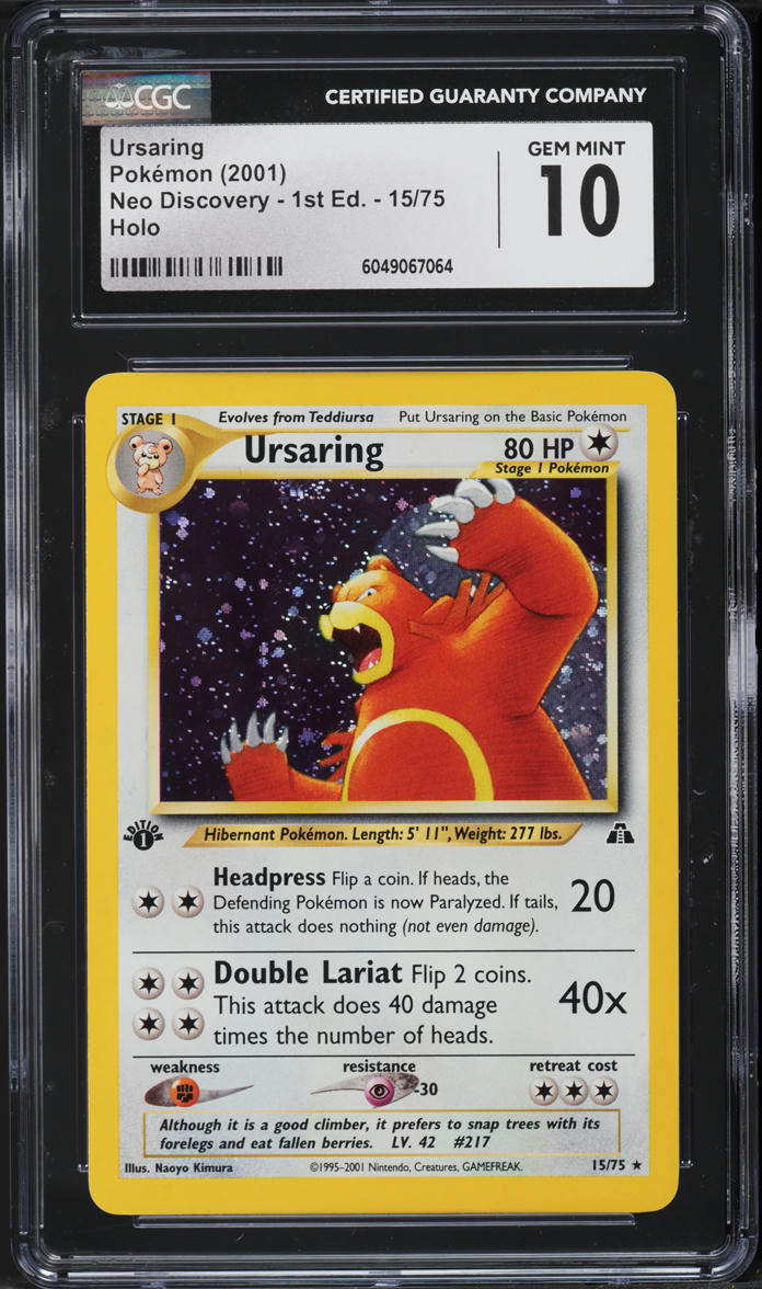 2001 Pokemon Neo Discovery 1st Edition Holo Ursaring #15 CGC 10 GEM MINT