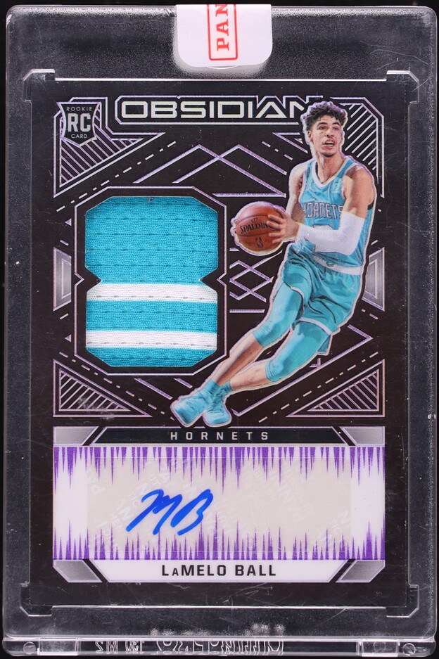 2020 Panini Obsidian Electric Etch Purple LaMelo Ball ROOKIE PATCH AUTO /49 #210