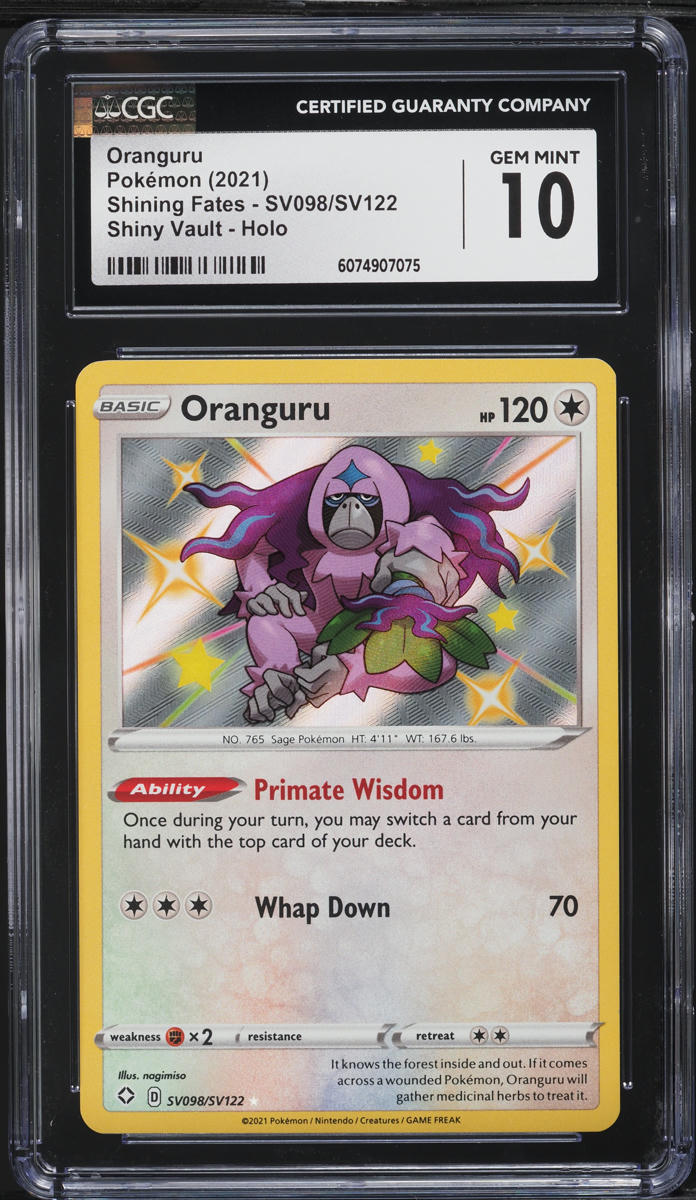 2021 Pokemon SWSH Shining Fates Shiny Vault Holo Oranguru #SV098 CGC 10 GEM MINT