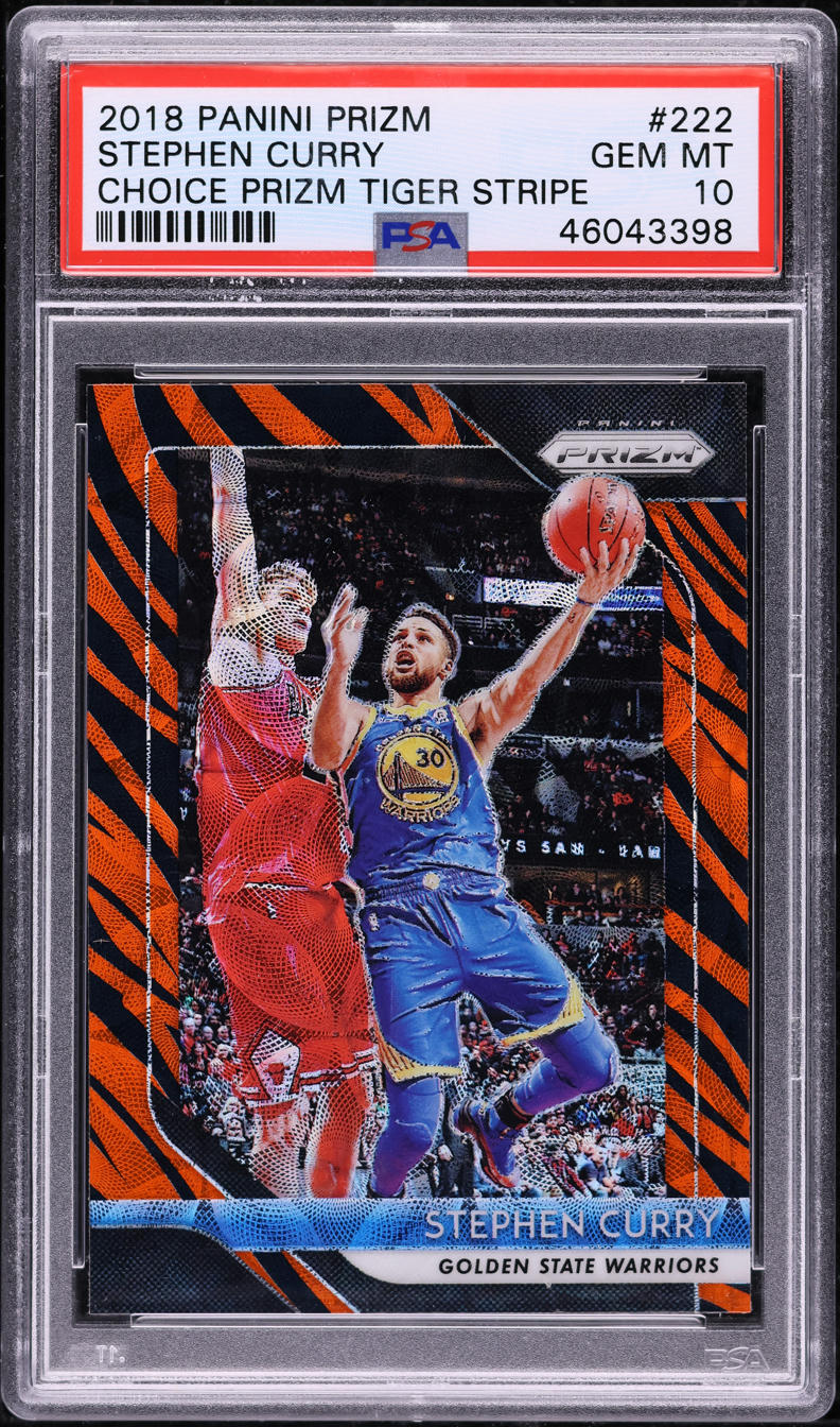 2018 Panini Prizm Choice Tiger Stripe Stephen Curry #222 PSA 10 GEM MINT