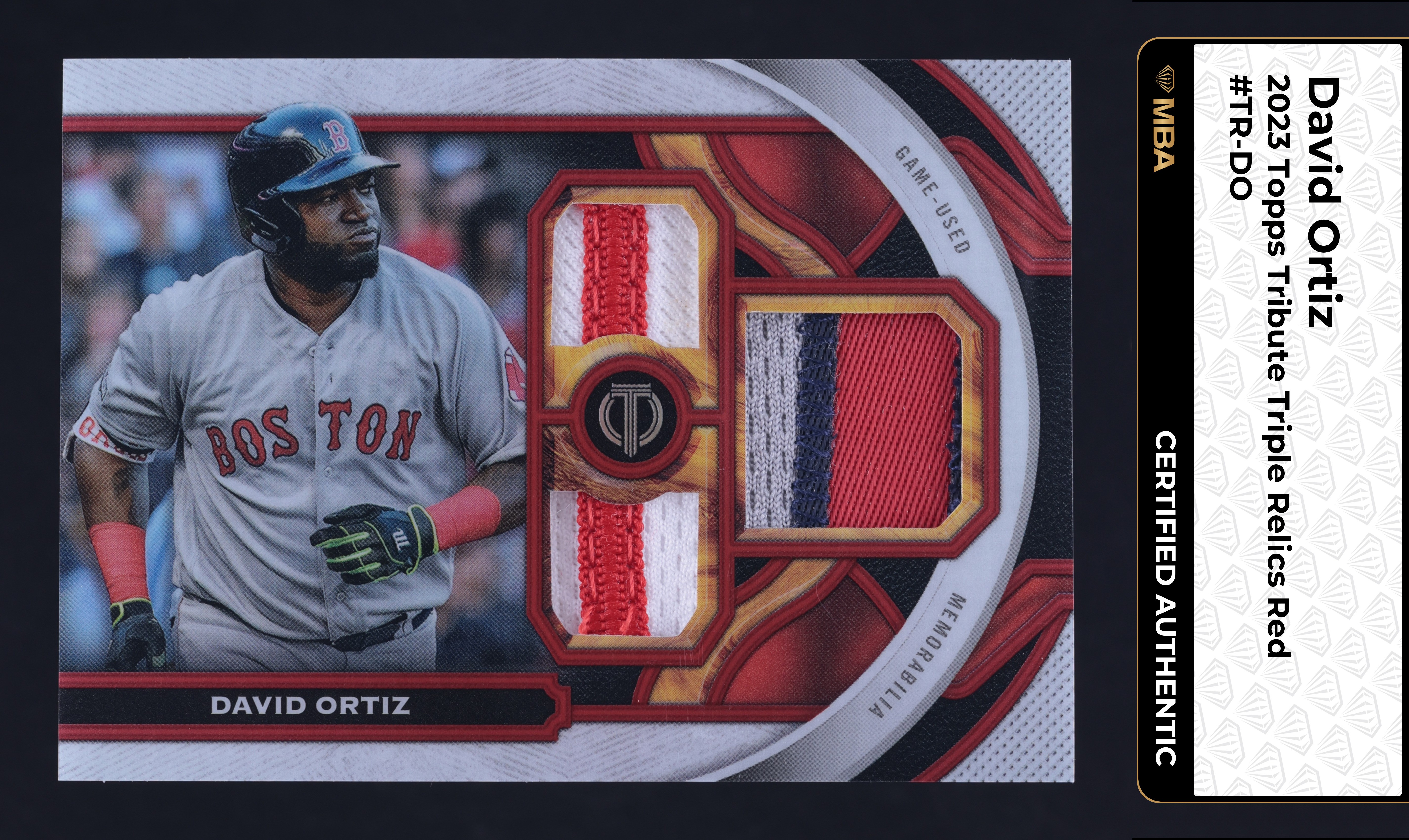 2023 Topps Tribute Triple Red David Ortiz PATCH /10 #TR-DO MBA AUTH
