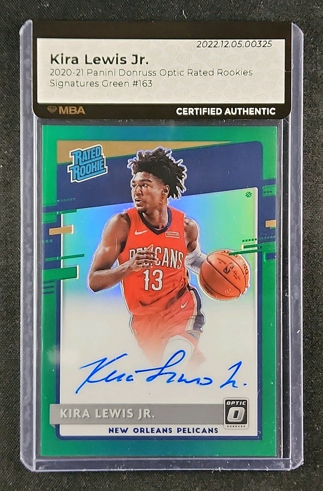 2020 Donruss Optic Signatures Green Kira Lewis Jr. ROOKIE AUTO /5 #163 MBA AUTH