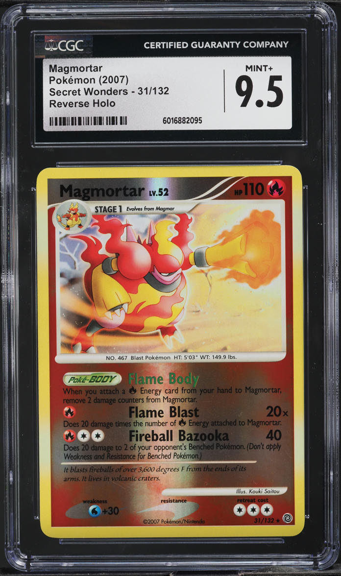 2007 Pokemon Diamond & Pearl Secret Wonders Reverse Holo Magmortar #31 CGC 9.5