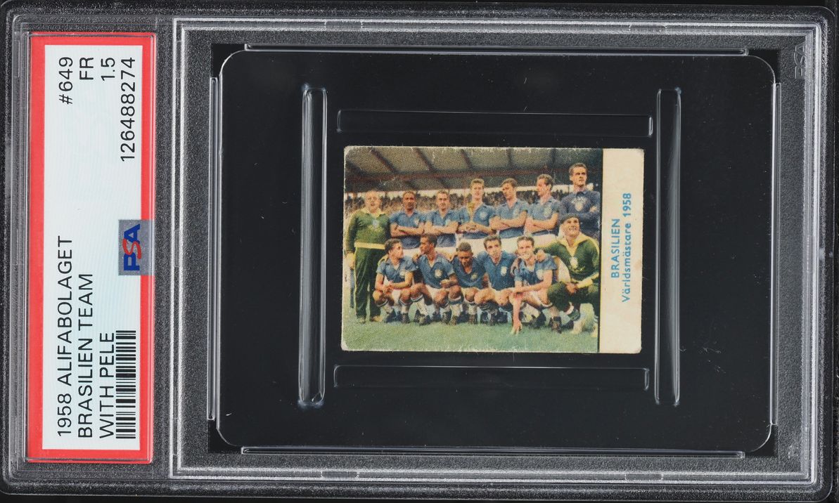 1958 Alifabolaget Brasilien Team w/ Pele ROOKIE #649 PSA 1.5 FR