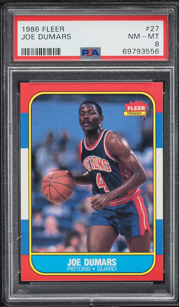 1986 Fleer Basketball Joe Dumars ROOKIE #27 PSA 8 NM-MT