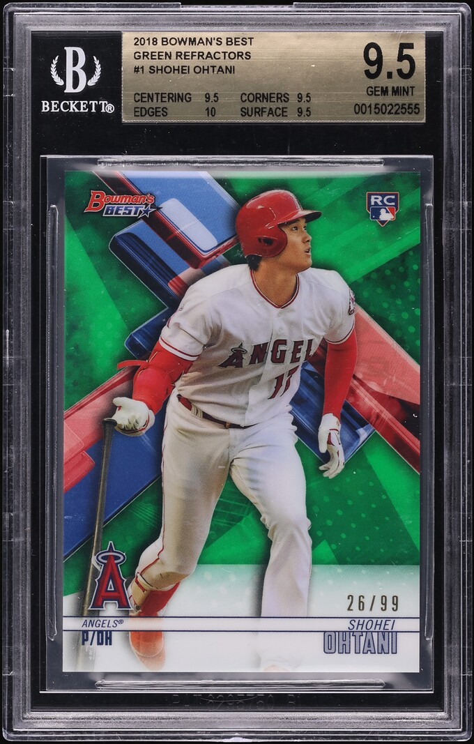 2018 Bowman's Best Green Refractor Shohei Ohtani ROOKIE /99 #1 BGS 9.5 GEM MINT