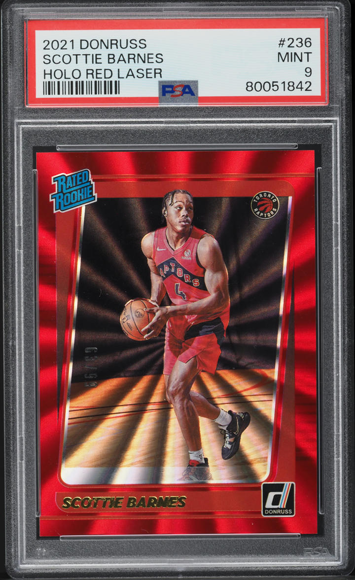 2021 Donruss Holo Red Laser Scottie Barnes ROOKIE /99 #236 PSA 9 MINT