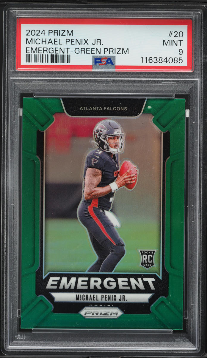 2024 Panini Prizm Emergent Green Michael Penix Jr. ROOKIE #20 PSA 9 MINT