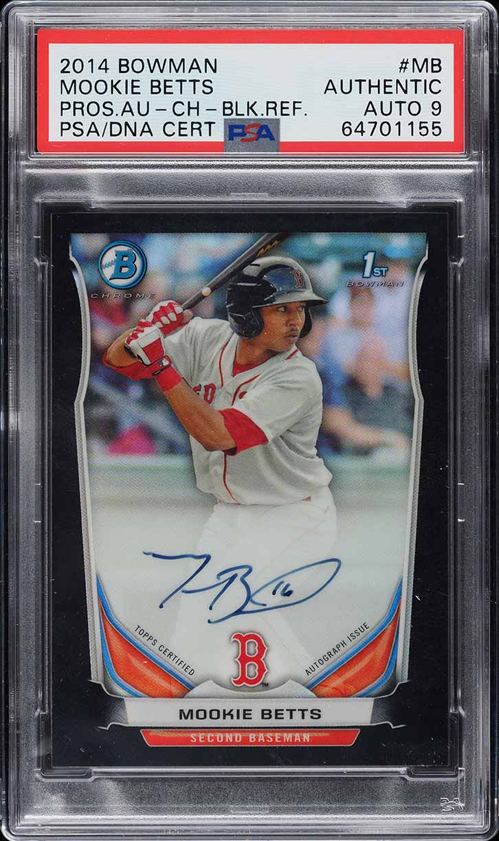 2014 Bowman Chrome Black Refractor Mookie Betts ROOKIE AUTO DNA 9 /99