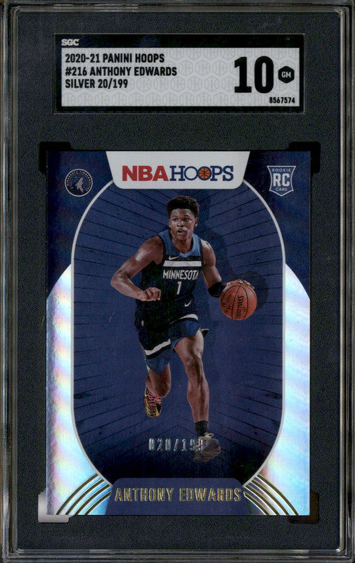 2020 Hoops Silver #216 Anthony Edwards RC Rookie /199 SGC 10