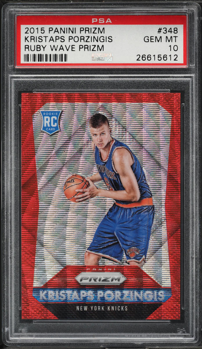 2015 Panini Prizm Ruby Wave Kristaps Porzingis ROOKIE /350 #348 PSA 10 GEM MINT