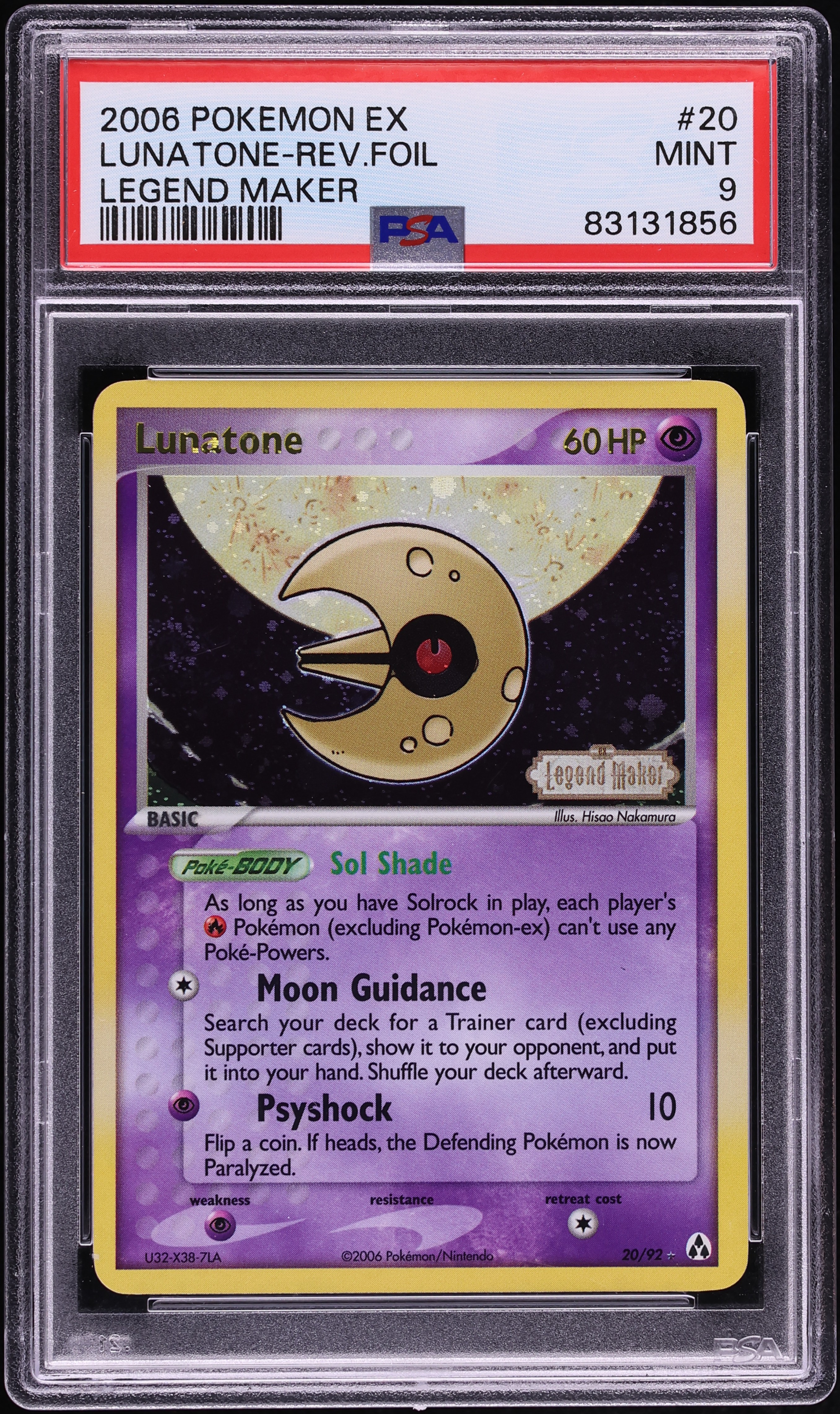 2006 Pokemon EX Legend Maker Reverse Holo Lunatone #20 PSA 9 MINT