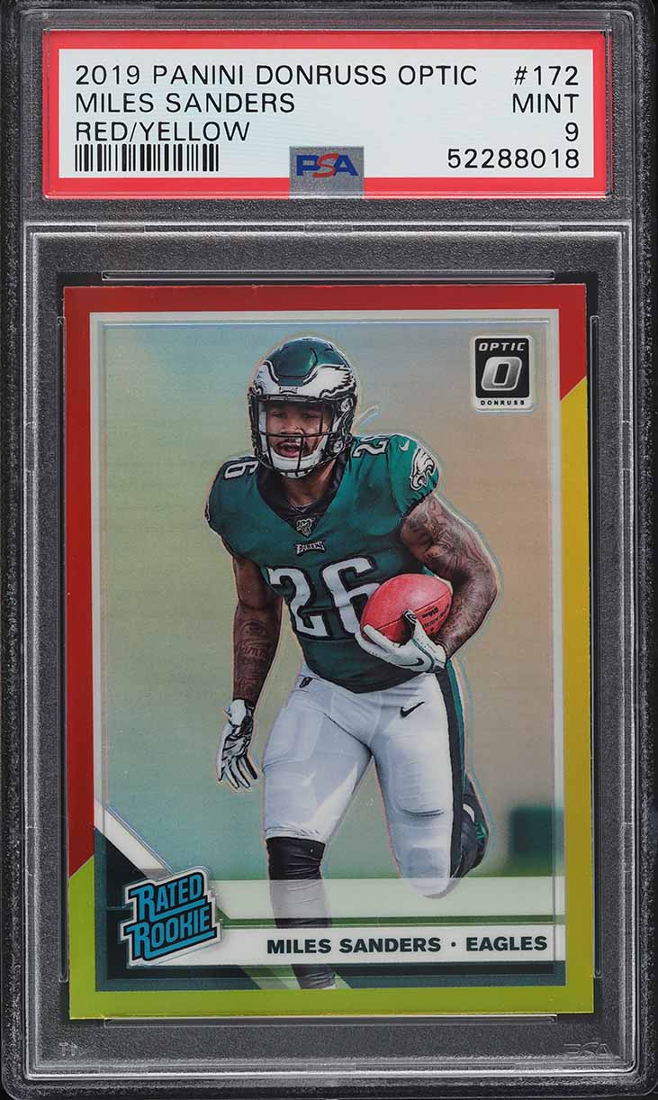 2019 Donruss Optic Red Yellow Miles Sanders ROOKIE RC #172 PSA 9 MINT