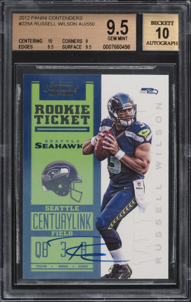 2012 Panini Contenders Russell Wilson ROOKIE AUTO #225 BGS 9.5 GEM MINT
