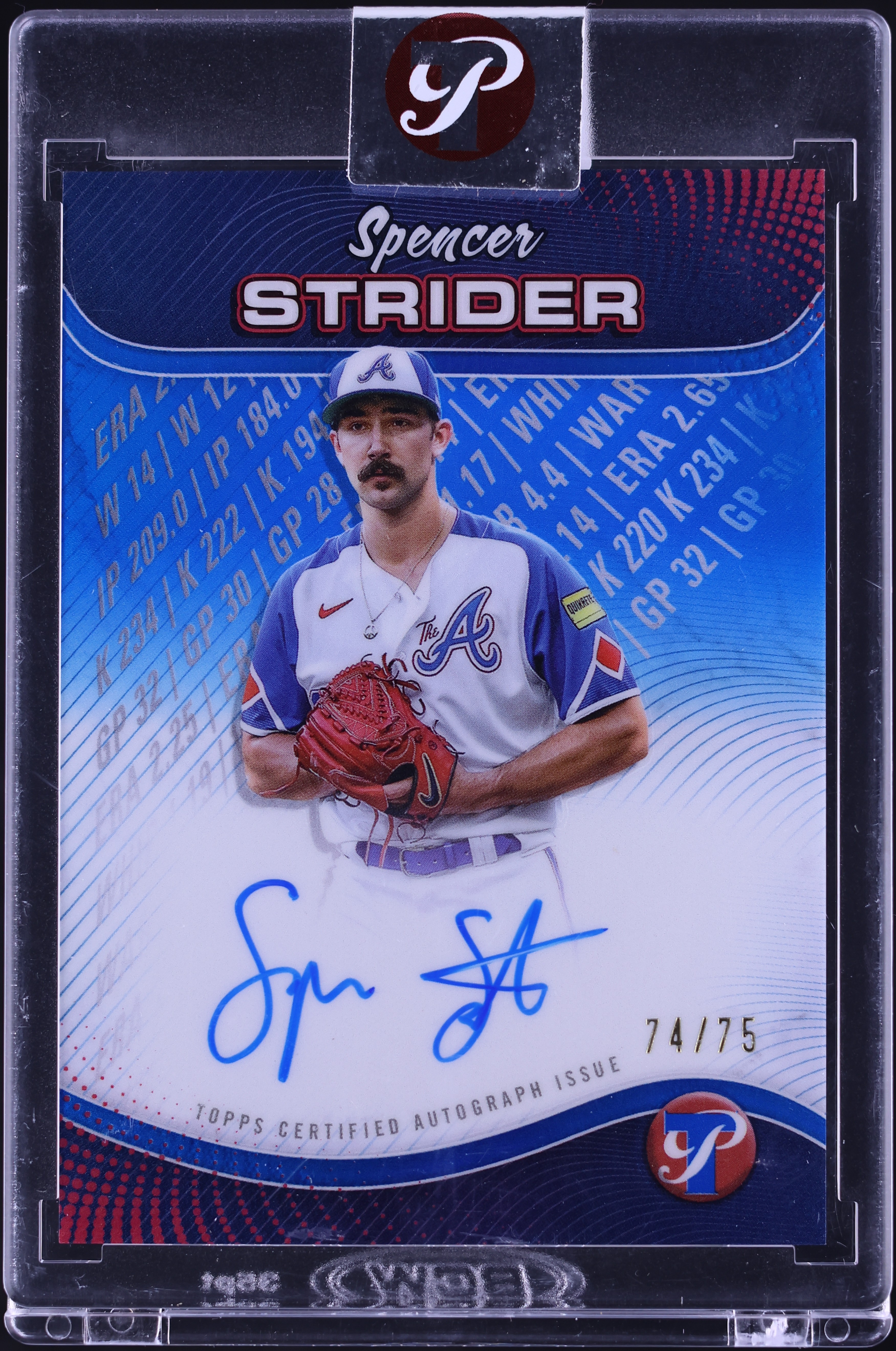 2024 Topps Pristine Production Blue Refractor Spencer Strider AUTO /75 #PPA-SS