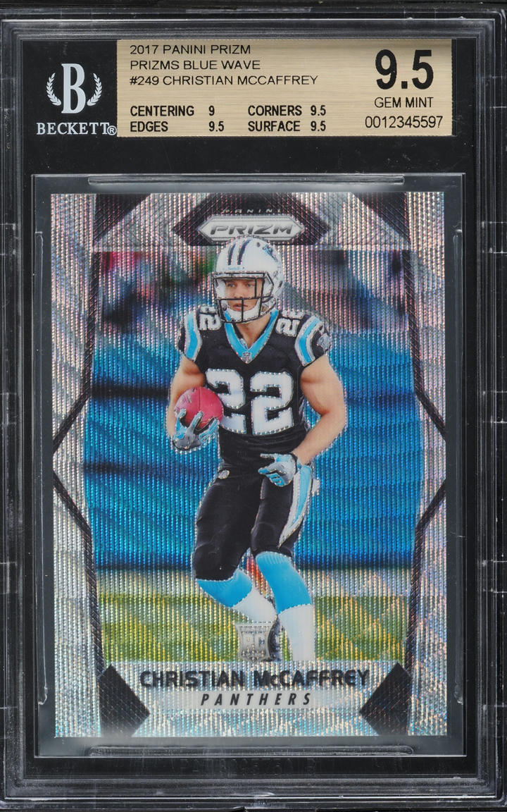 2017 Panini Prizm Blue Wave Christian McCaffrey ROOKIE /149 #249 BGS 9.5 GEM