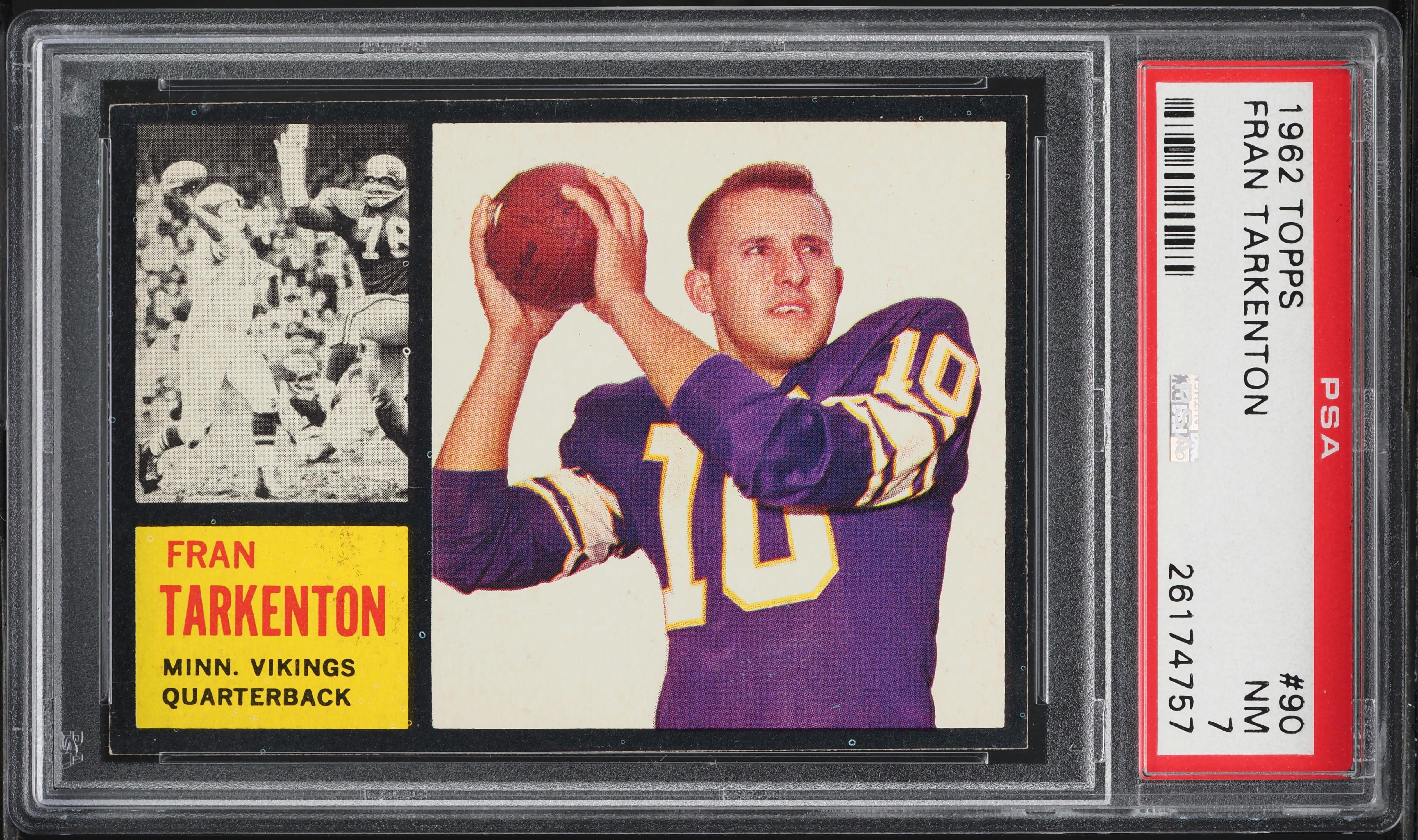 1962 Topps Football Fran Tarkenton ROOKIE #90 PSA 7 NRMT