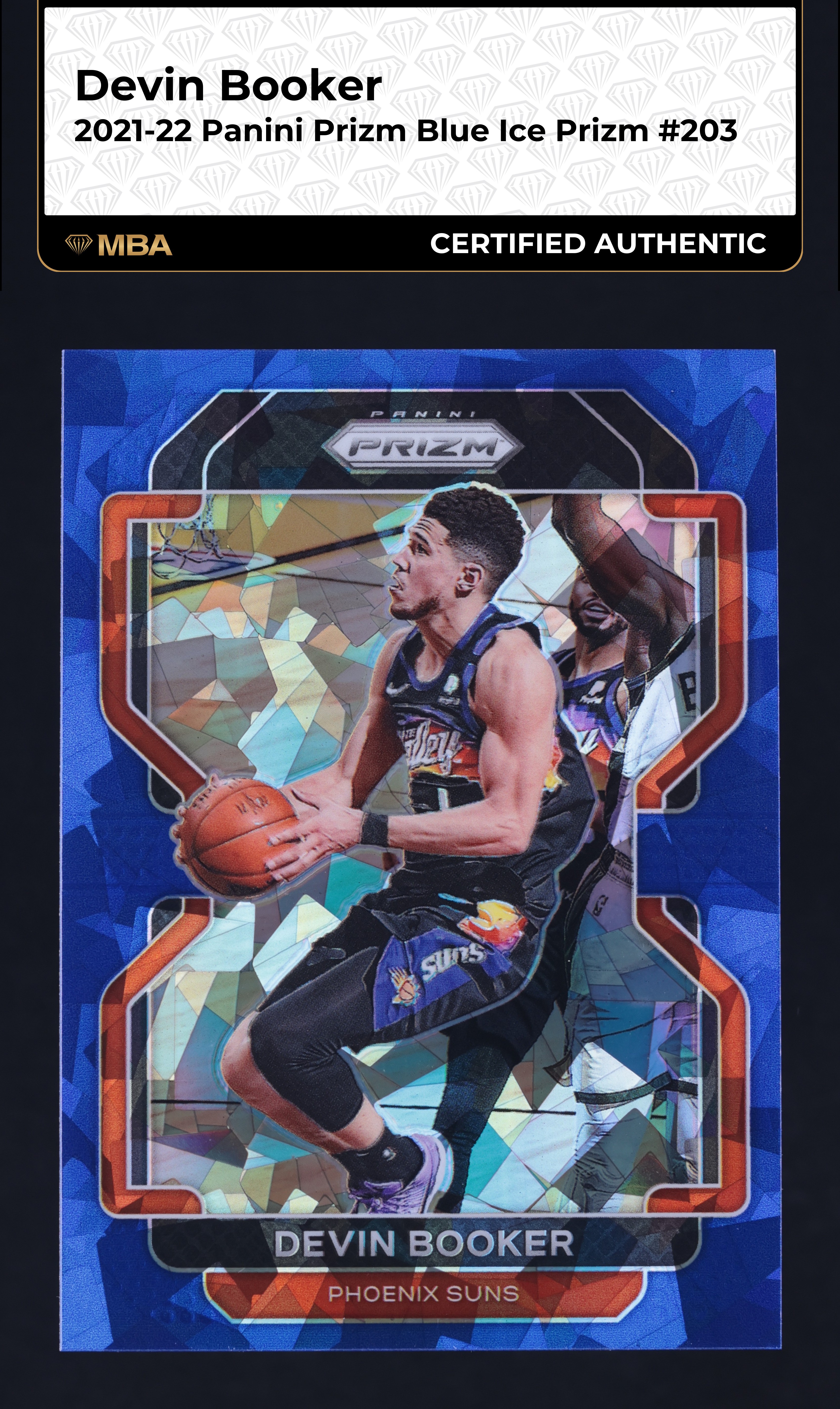 2021 Panini Prizm Blue Ice Devin Booker /125 #203 MBA AUTH