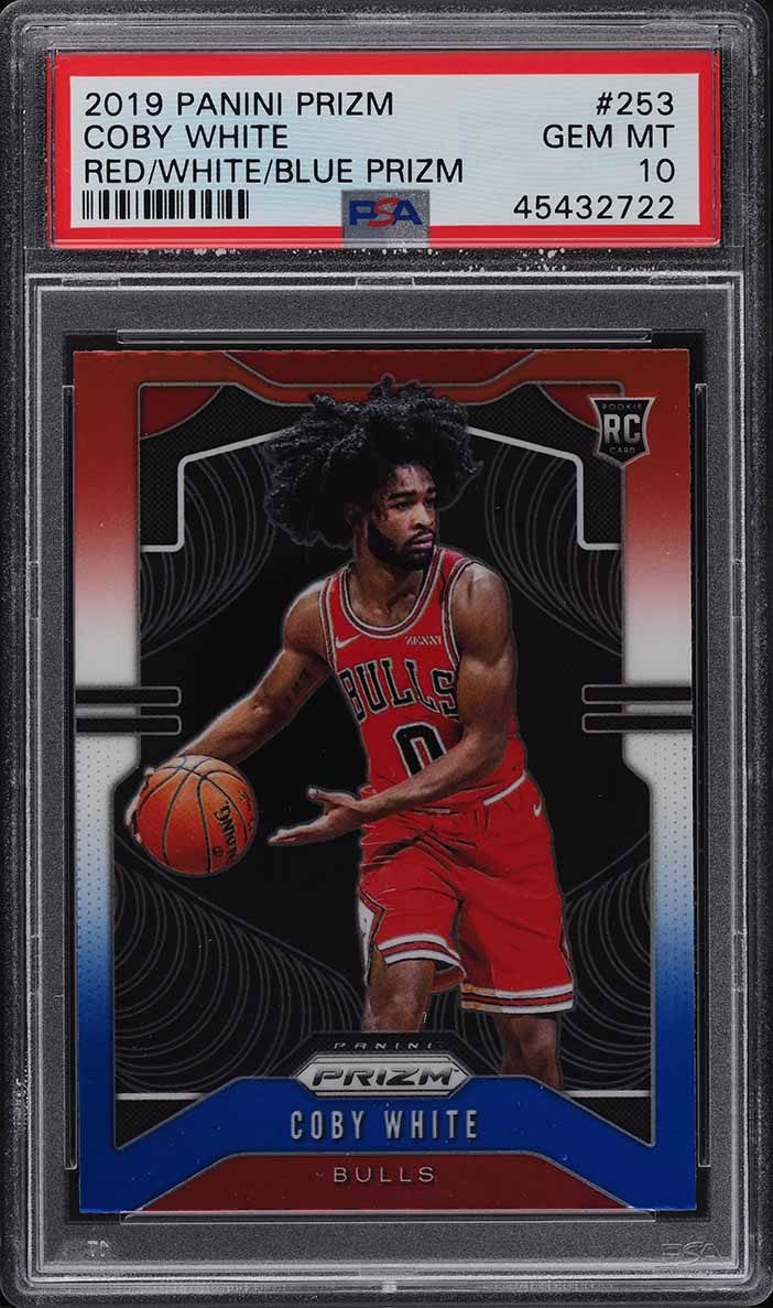 2019 Panini Prizm Red White Blue Coby White ROOKIE #253 PSA 10 GEM MINT