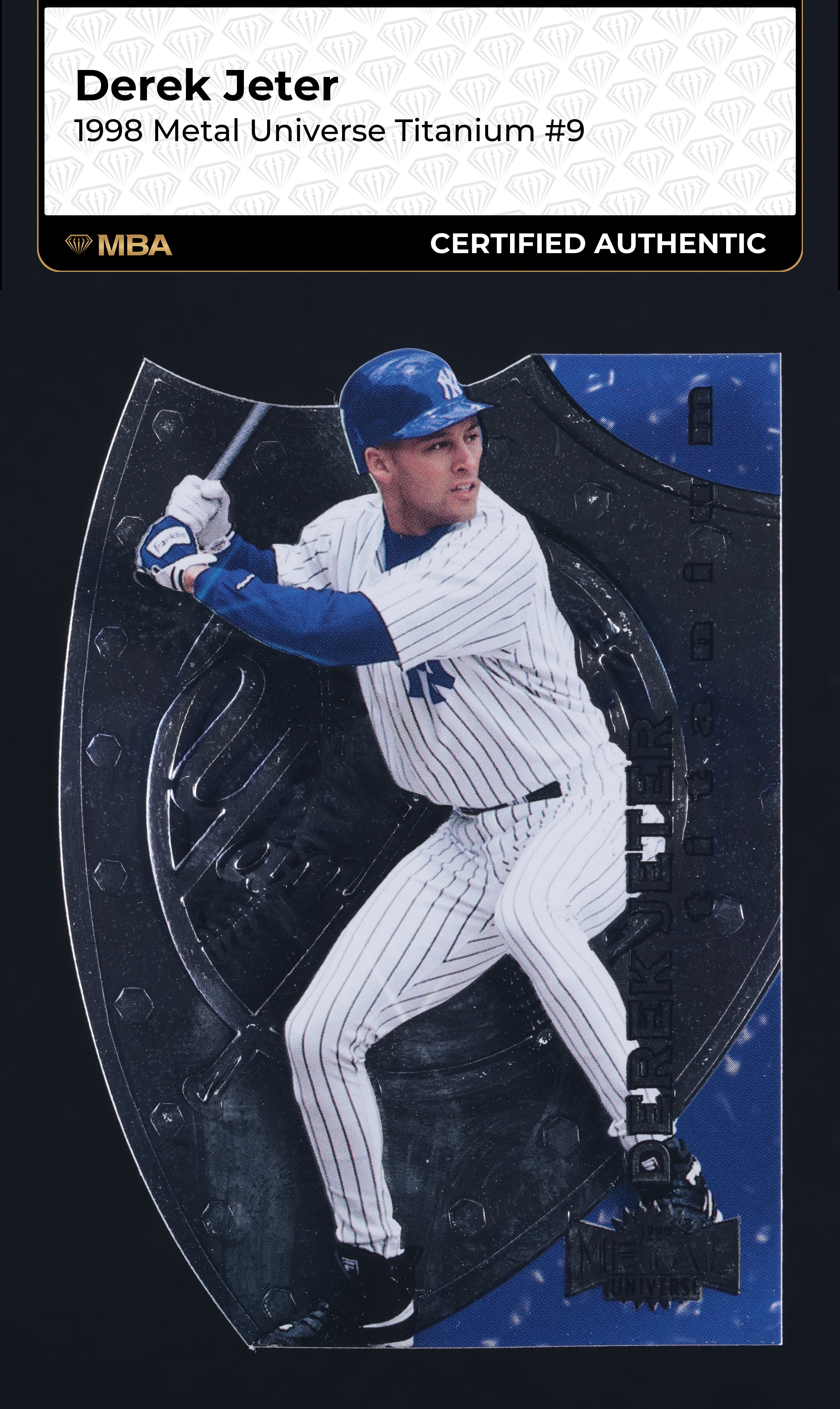 1998 Metal Universe Titanium Die-Cut Derek Jeter #9 MBA AUTH