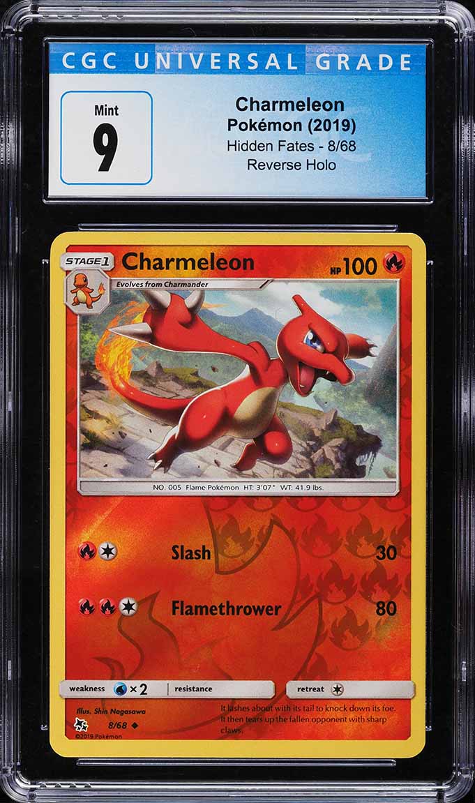 2019 Pokemon Sun & Moon Hidden Fates Reverse Holo Charmeleon #8 CGC 9 MINT