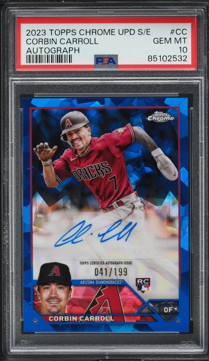 2023 Topps Chrome Update Sapphire Corbin Carroll ROOKIE AUTO /199 #USA-CC PSA 10