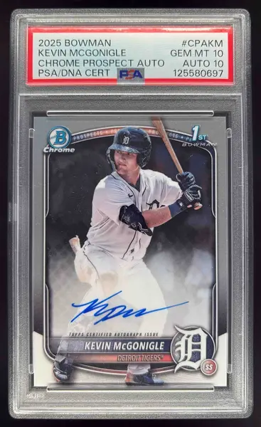 2025 Bowman Chrome Autographs #CPA-KM Kevin McGonigle RC Auto PSA 10
