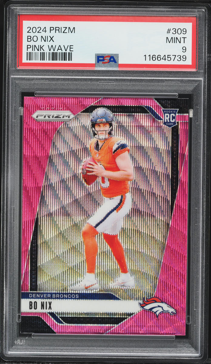 2024 Panini Prizm Pink Wave Bo Nix ROOKIE #309 PSA 9 MINT