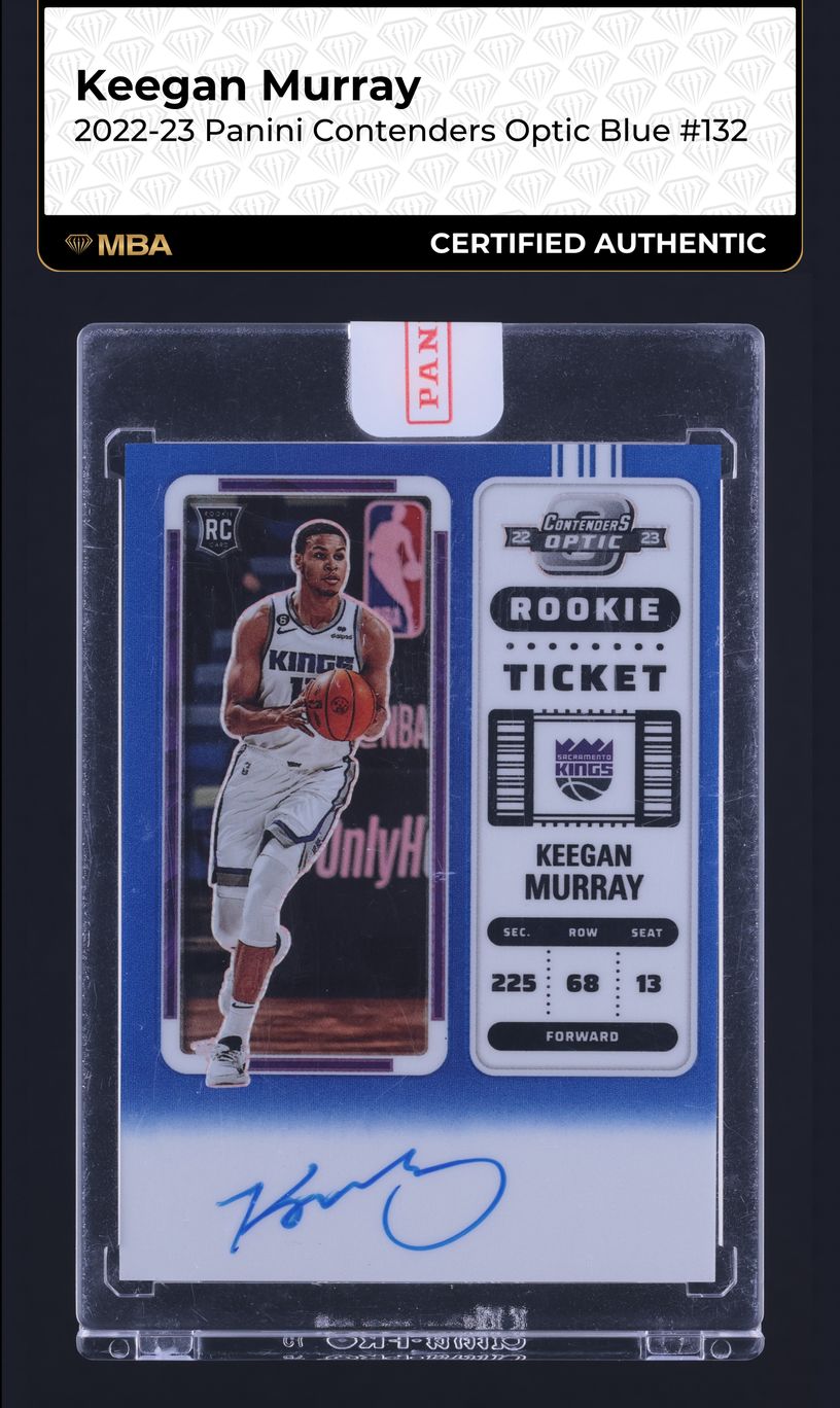 2022 Panini Contenders Optic Blue Keegan Murray ROOKIE AUTO /49 #132 MBA AUTH